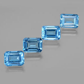 8.59 ct natürliche Swiss Blue Topas-Edelsteine, Smaragdschliff, VS
