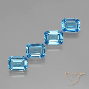 6.94 ct natürliche Swiss Blue Topas-Edelsteine, Oktagonschliff, VVS-VS