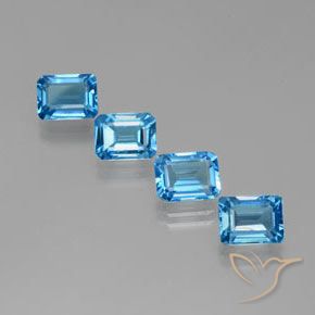 8.18ctw Natürlicher Swiss Blue Topas, Smaragdschliff, VVS-VS