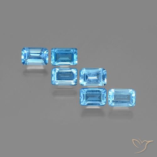 4,26 ct natürliche blauer Topas-Edelsteine, Smaragdschliff, VS