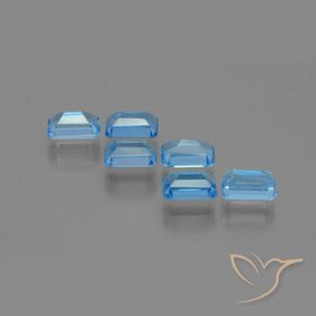 4,26 ct natürliche blauer Topas-Edelsteine, Smaragdschliff, VS