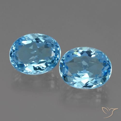 7.10 ct natürliche Swiss Blue Topas-Edelsteine, Oval Schliff, VVS-VS