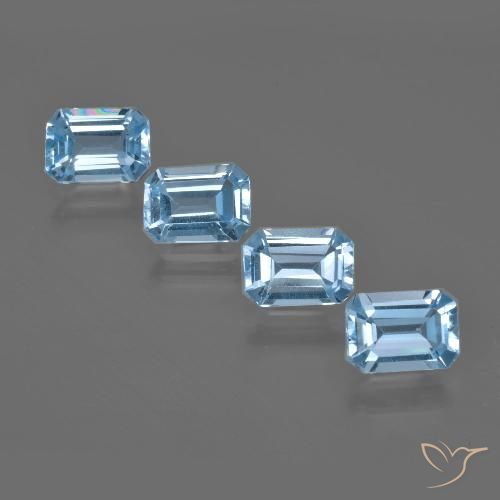 4.31ctw Natürlicher Swiss Blue Topas, Smaragdschliff, VVS-VS