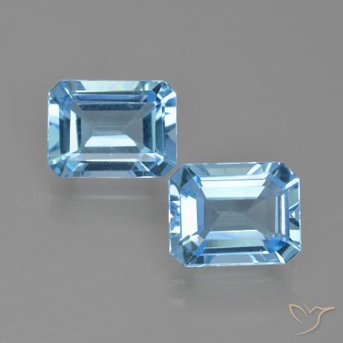 5.00ctw Natürlicher Swiss Blue Topas, Smaragdschliff, VVS-VS