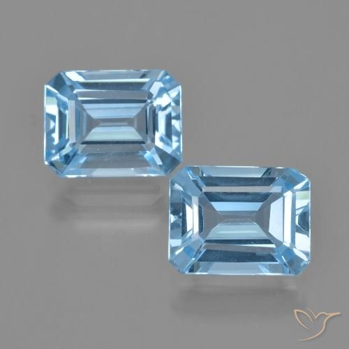 5.25 ct natürliche Swiss Blue Topas-Edelsteine, Smaragdschliff, VVS-VS