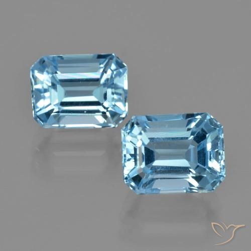6.43ctw Natürlicher Swiss Blue Topas, Smaragdschliff, VVS-VS