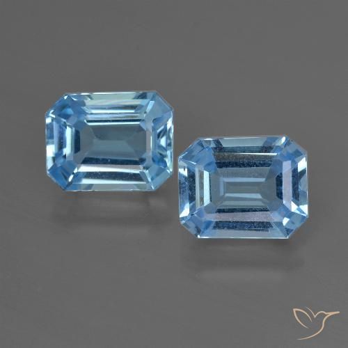 5.26ctw Natürlicher Swiss Blue Topas, Smaragdschliff, VVS-VS
