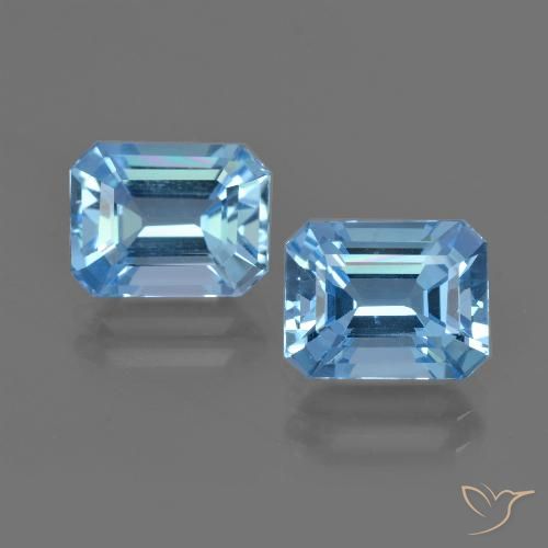 5.87 ct natürliche Swiss Blue Topas-Edelsteine, Smaragdschliff, VVS