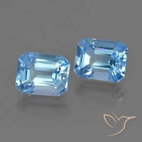 5.87 ct natürliche Swiss Blue Topas-Edelsteine, Smaragdschliff, VVS