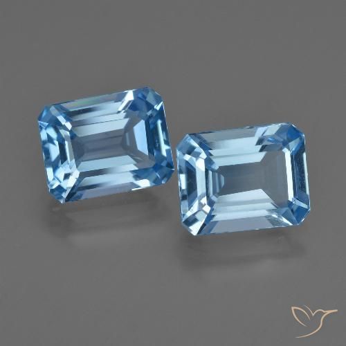5.50ctw Natürlicher Swiss Blue Topas, Smaragdschliff, VVS-VS