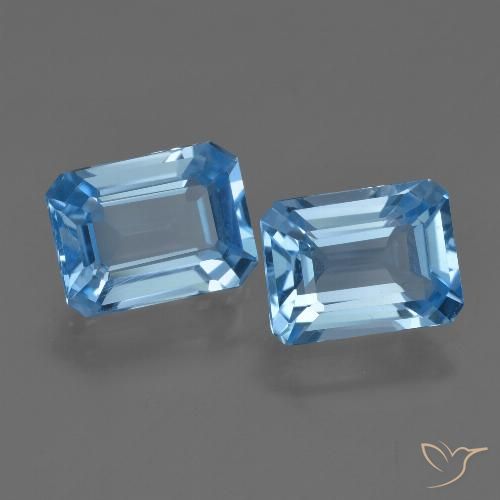 4.64 ct natürliche Swiss Blue Topas-Edelsteine, Smaragdschliff, VS
