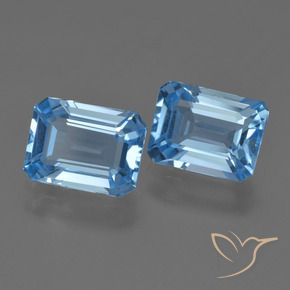 4.64 ct natürliche Swiss Blue Topas-Edelsteine, Smaragdschliff, VS