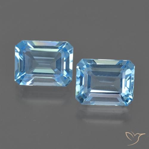 5.23ctw Natürlicher Swiss Blue Topas, Smaragdschliff, VVS