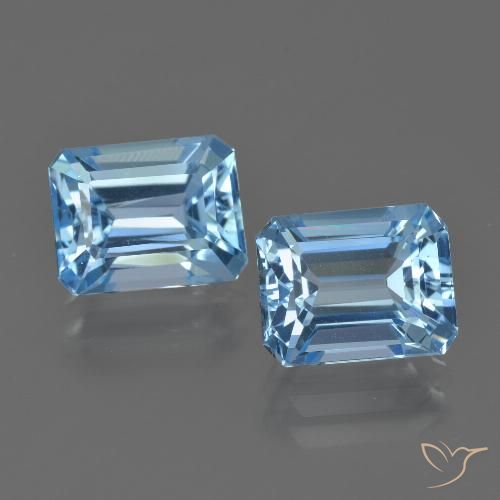6.26ctw Natürlicher Swiss Blue Topas, Smaragdschliff, VVS