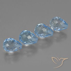 9.08 ct natürliche Swiss Blue Topas-Edelsteine, Briolette, VVS-VS
