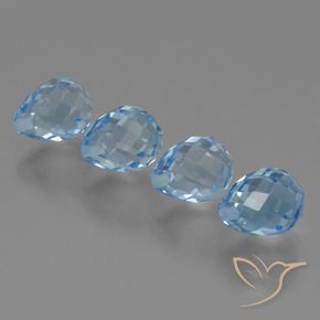 10.98 ct natürliche Swiss Blue Topas-Edelsteine, Briolette, VVS-VS