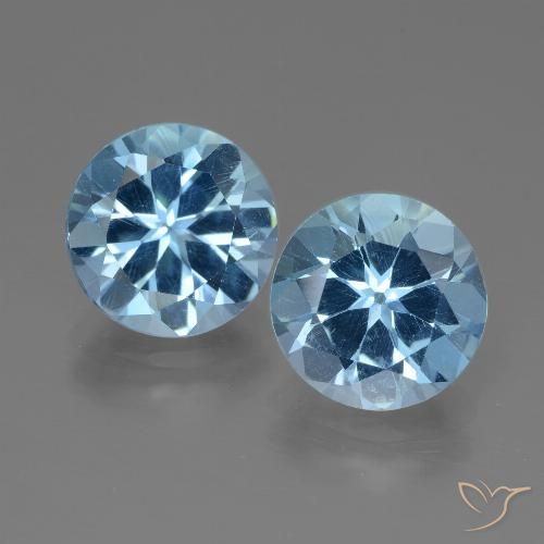 6.41ctw Natürlicher Swiss Blue Topas, Runden, VVS-VS