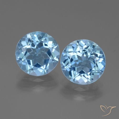 6.34 ct natürliche Swiss Blue Topas-Edelsteine, Rund Schliff, VVS-VS
