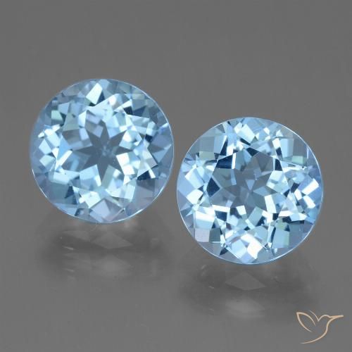 6.70ctw Natürlicher Swiss Blue Topas, Runden, VVS-VS