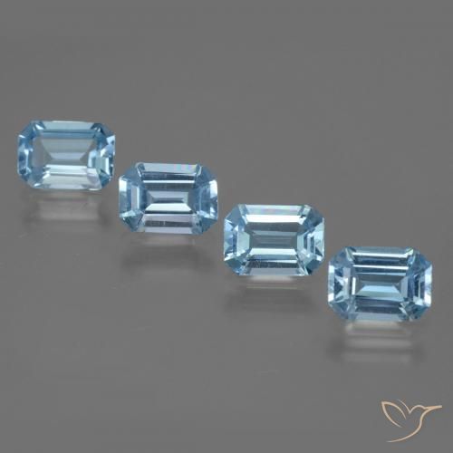 4.18ctw Natürlicher Swiss Blue Topas, Smaragdschliff, VVS-VS