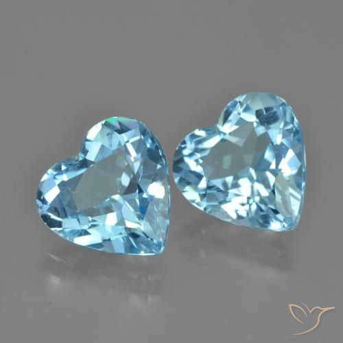 7.89 ct natürliche Swiss Blue Topas-Edelsteine, Herz, VVS