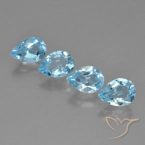 3.43 ct natürliche Swiss Blue Topas-Edelsteine, Birnenform, VVS-VS