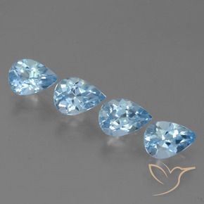 3.41 ct natürliche Swiss Blue Topas-Edelsteine, Birnenform, VVS-VS