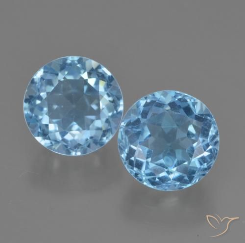 4.96ctw Natürlicher Swiss Blue Topas, Runden, VS
