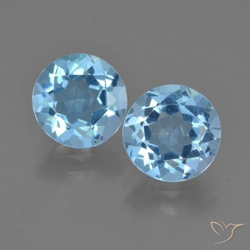 4.75ctw Natürlicher Swiss Blue Topas, Runden, VS