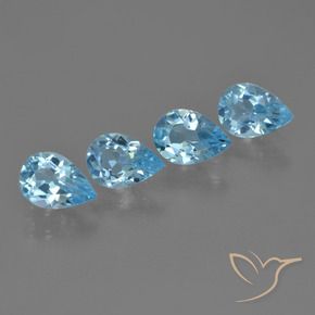 2.64 ct natürliche Swiss Blue Topas-Edelsteine, Birnenform, VVS-VS