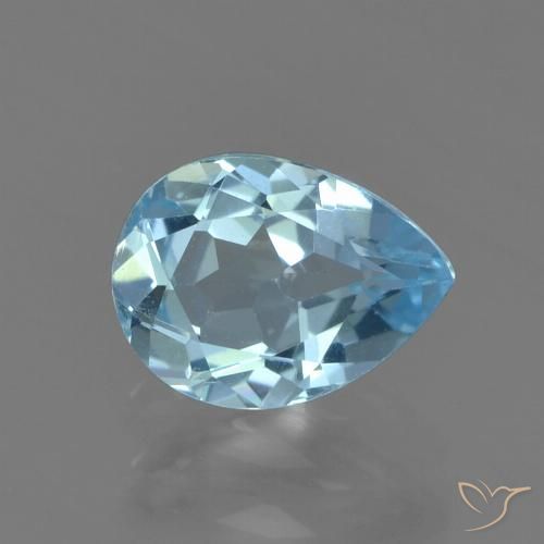 0.88ct Natürlicher Himmerlblau Topas, Birnenform, VS