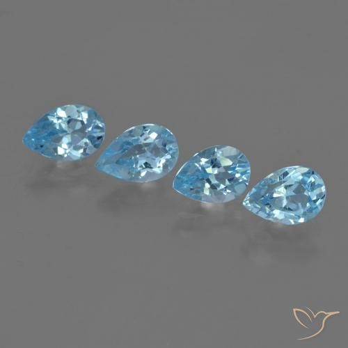 3.11ctw Natürlicher Swiss Blue Topas, Birnenform, VVS-VS