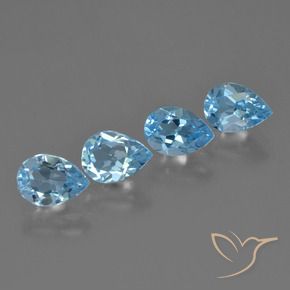 3.42 ct natürliche Swiss Blue Topas-Edelsteine, Birnenform, VVS-VS