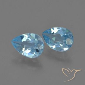 1.66 ct natürliche Swiss Blue Topas-Edelsteine, Birnenform, VVS-VS