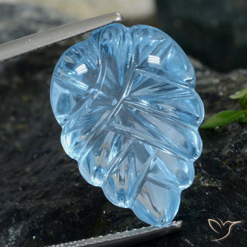 14.95ct Natürlicher Swiss Blue Topas, Blumen-Schliff, Transparent