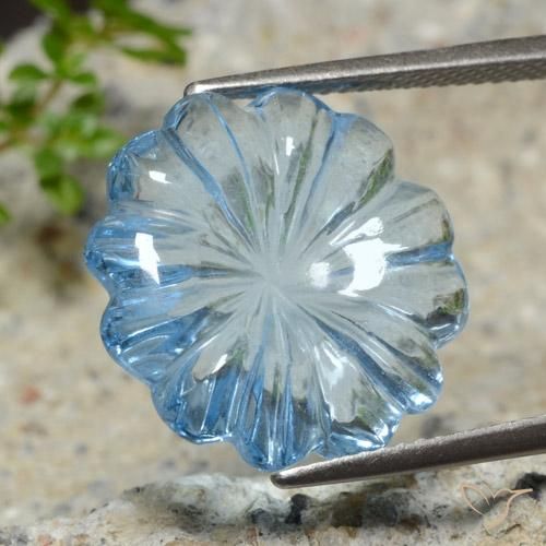 9,17 ctw natürlicher Himmerlblau Topas, Blumen-Schliff, Transparent