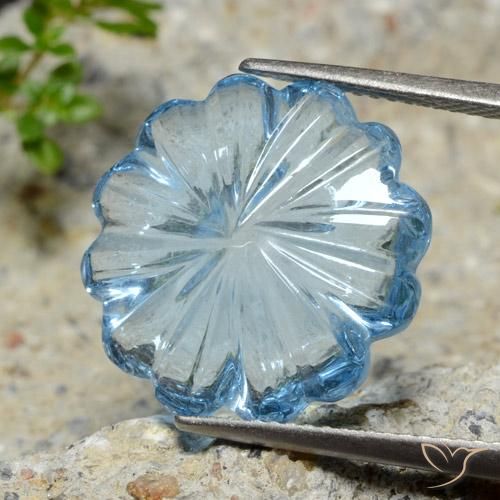 9,17 ctw natürlicher Himmerlblau Topas, Blumen-Schliff, Transparent