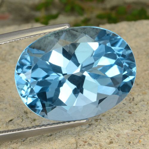 21.13ct Natürlicher Swiss Blue Topas, Oval, VVS