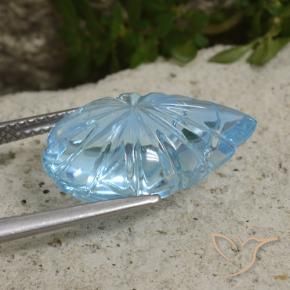 9,17 ctw natürlicher Himmerlblau Topas, Blumen-Schliff, Transparent