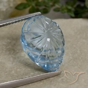 9,17 ctw natürlicher Swiss Blue Topas, Blumen-Schliff, Transparent