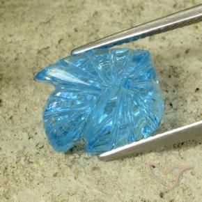 9,17 ctw natürlicher Swiss Blue Topas, Blumen-Schliff, Transparent
