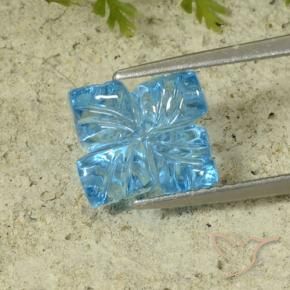 9,17 ctw natürlicher Swiss Blue Topas, Blumen-Schliff, Transparent