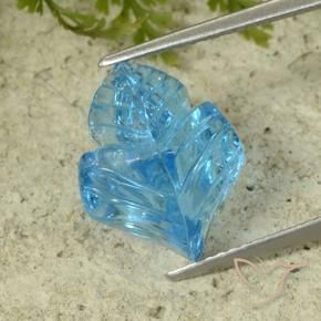 9,17 ctw natürlicher Swiss Blue Topas, Blumen-Schliff, Transparent