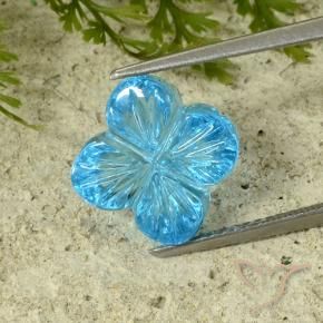 9,17 ctw natürlicher Swiss Blue Topas, Blumen-Schliff, Transparent