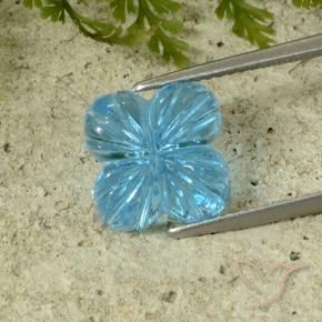 9,17 ctw natürlicher Swiss Blue Topas, Blumen-Schliff, Transparent