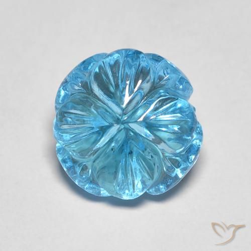 2.95ct Natürlicher Swiss Blue Topas, Blumen-Schliff, Transparent