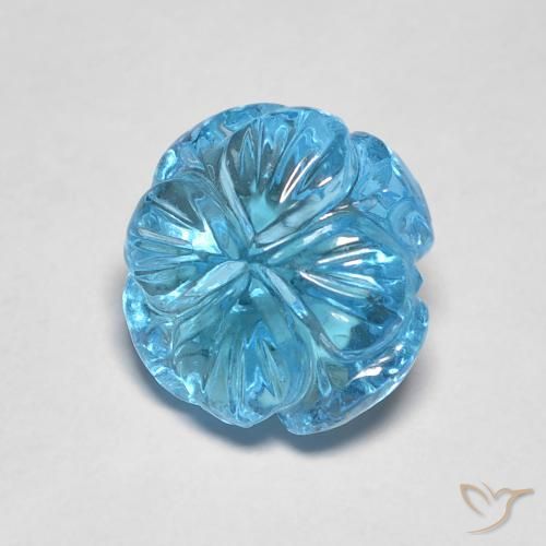 9,17 ctw natürlicher Swiss Blue Topas, Blumen-Schliff, Transparent