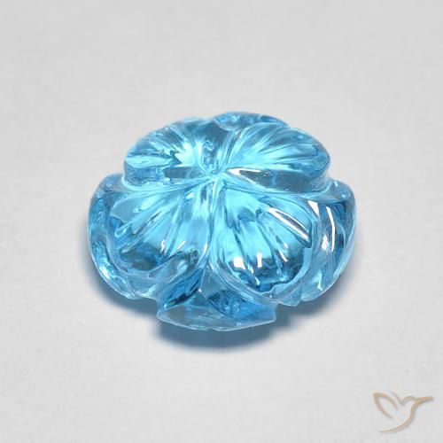 9,17 ctw natürlicher Swiss Blue Topas, Blumen-Schliff, Transparent