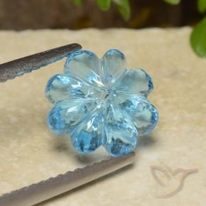 9,17 ctw natürlicher Himmerlblau Topas, Blumen-Schliff, Transparent