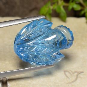 9,17 ctw natürlicher Swiss Blue Topas, Blumen-Schliff, Transparent